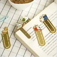 Altın Kaplama Paslanmaz Çelik Deldi Bookmark Kağıt Klip Çağrı Etiketi Kedi Aile Bookmark Masası Aksesuarları Ofis Okul Malzemeleri HA568