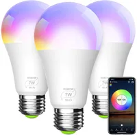 Smart Glühbirne, E27 / E26 RGBCW WiFi Dimmable Multicolor LED-Leuchten, kompatibel, kompatibel mit Alexa, Google Home und ifttt (kein Hub erforderlich) 7W