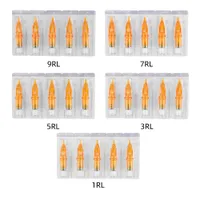 50 adet Tek Kullanımlık Sterilize Emniyet Dövme Kartuşu İğneler Mix 1rl 3rl 5rl 7RL 9RL 0.35mm Kaş Dudak Makyaj Kalem Dövme Makinesi Sapları Için