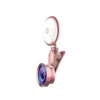 LED selfie Flash Light Beleza Artefato 9 níveis Preencha ajuste de luz com Fisheye Lens lente grande angular Lente Macro