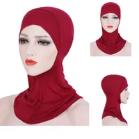 Helisopus Miękkie Muzułmańskie Stretch Turban Pełna Okładka Wewnętrzna Hidżab Czapki Solidna Kolor Muzułmańska Czapka Maszynka Islamska Ninja Ramadan Head Cover