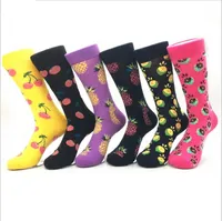 Счастливые носки женские фрукты печатающие носки бренд мода чулочные изделия повседневная хлопчатобумажная калькуляция смешные дизайнерские анкеты Harajuku keen высокие чулки b4838