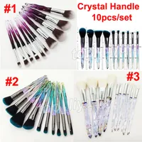 New Crystal Makeup Brushes 10pcs / set Diamond Crystal Handle Brush Set di pennelli ombretto Face Foundation Powder Concealer Cosmetics Brush