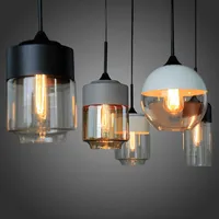New American Industrial Loft Vintage Pendant Lights Black White Iron Edison Glass Retro Loft Vintage Pendant Lights Lamp