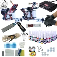 Complete Tattoo Kit 2 guns Immortal Color Inks Power Supply Tattoo Machines Needles Accessories Kits Permanent Makeup Kit