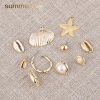 Nieuwe Collectie Shell Starfish Pearl Pendant voor Ketting Armband Earring Gold Plating Alloy Charm DIY Sieraden Maken Accessoire