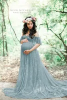Maxi Gown Maternity Dress Pregnancy Photography Props Lace Pregnant Women Dress for Photo Shoot