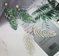 Lange baumeln Harz grün lässt Ohrringe Partei Schmuck Accessoires handgemachte Mode Acryl Ohrringe für Frauen GB1085