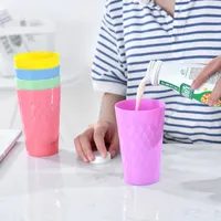 Kunststoff Rautenmuster Pinsel Cup Fest Farbe Zähne putzen Gurgeln Wasser Cup Haushalt Badezimmer Mouth Cup