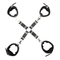 Mais novo Forte Metal Cross Bondage Kit Hand Buffs e Anklecuffs Binding BDSM Sex Sex Adult Games para casais