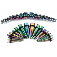 36pcs Ear Stretching Kit 14G-00G Stainless Steel Tapers and Plugs Tunnels Ear Gauges Expander Set Body Piercing Jewelry