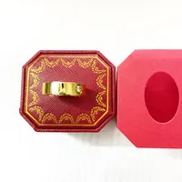 316L en acier inoxydable 6 mm 4 mm anneaux d'amour pour femme homme de bijoux amants de bijoux 18 km en or et or rose plaqués avec boîte