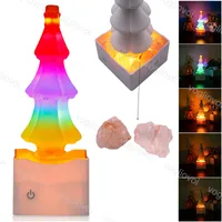 Night Lights Crystal Salt Lampa Kreatywny Kolorowe Oświetlenie kryte USB Akumulator do sypialni Boże Narodzenie wakacje Dekoracja DHL