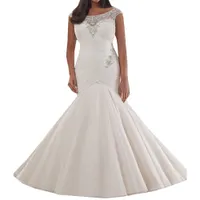 luxury Bridal Gown Crystal Beaded wedding dress 2019 Embroidery and Soft Net Pleat Plus Size Mermaid Wedding Dress boho vestido noiva