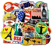 100pcs Carte de voyage Stickers World Campagne Tourisme Country Stickers étanche Stickers à bagages Bouteille Mac Stickers