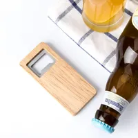 나무 맥주 병 오프너 스테인레스 스틸 사각형 나무 손잡이 오프너 바 부엌 액세서리 파티 선물