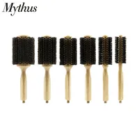 6 Sizes Barber Salon Wood Handle Boar Bristles Round Brush With Removable Tail Hairdressing Professional In Comb