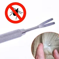 Stainless Steel Pet Flea Remover Dog Tick Removal Tool Pet Deworming Tweezers Clip Dogs Cat Puppy Pet Supplies