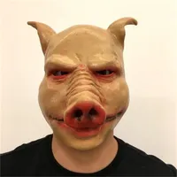 Nieuwe Collectie Halloween Pig Latex Volledige Gezicht Masker Terror Crowds Pigs Head Hoofddeksels Maskers Party Gift Popular Supplies 35cs H1