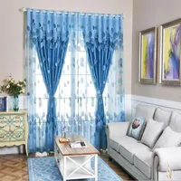 Yarn+cloth Luxury Curtain Modern Leaves Designer Double layer Curtains Tulle Window Sheer Curtain For Living Room Bedroom Screening Panel