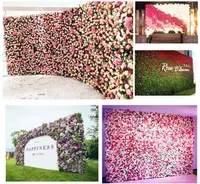 40×60cm 8色シルクローズフラワーウォールの結婚式の装飾背景造花の花の壁ロマンチックな結婚式の装飾