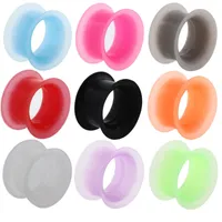Women Men Jewelry Silicone Flexible Thin Double Flared Ear Plugs Gauges Earrings Expansion Piercing Flesh Tunnel Body Jewelry