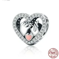 Diseño de mezcla 925 Sterling Silver Love Heart Promise Bead Charms Se adapta a Pandora Pulsera Perlas europeas Bangle Día de San Valentín Regalo Joyería para mujeres