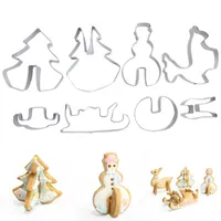 Roestvrijstalen 3D Kerst Cookie Mold Cutters Cake Cookie Mold Fondant Cutter DIY Bakken Tool 8pcs / Set