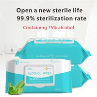 50 pcs / paquet Lingettes désinfectantes portable antibactériennes Wet Wipes avec 75% d'éthanol d'alcool à usage unique stérilisants lingettes humides