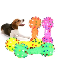 Hundleksaker Färgglada Dotted Hantelformad Sounding Leksaker Squeeze Squeaky Faux Bone Pet Chew Leksaker För Hundar