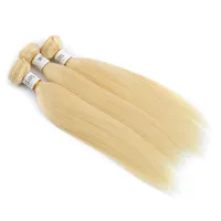Волосы Бразильских прямых волосы Blonde Связка Weave 3 PC Blonde Полного 613 Цвета Remy 100% человеческие волосы 8-30 дюймов