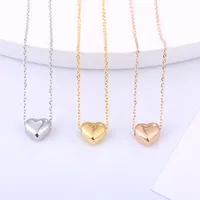 3 Colors Girls Love Necklaces Gold Plated Heart Shaped Pendant Clavicle Chain Necklace Solid Love Bangle Bracelets Fashion Jewelry M824