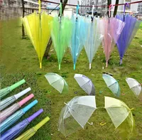 성인 어린이를위한 방우 웨딩 사진을위한 다채로운 우산을 통해 새로운 투명 클리어 EVC 우산 긴 핸들 비 일 우산 참조