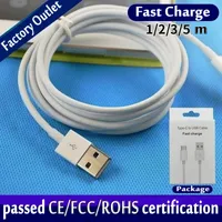 100pcs Type c USB Cable 1m 3ft 2M 6ft USB Data Sync Fast Charge Phone Cable With Retail Package PK Original OEM Quality