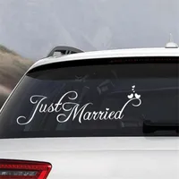 4 pezzi da sposa sposo Just Married Auto Window Sticker auto della decalcomania bianca 60cmx20cm Wedding Decoration Art Home Decor