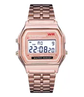 2019 Art und Weise Retro Vintage Gold-Uhr-Mann-elektronische Digital-Uhr-LED-Licht-Kleid Armbanduhr relogio masculino FYMHM102