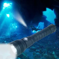 XHP70.2 الصمام مصباح يدوي الغوص تحت الماء XHP70 الشعلة linterna مصباح ماء أبيض أصفر ضوء 26650 بطارية + شاحن