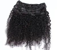 Горячие Curly клип в наращивание волос 3б 3в Kinky завитые волосы клип Ins для 120г Женщины Толстый мягкий 8А бразильский Реми волос