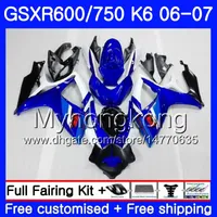 Kropp för Suzuki GSXR 750 600 GSX R600 R750 Stock Blue Frame GSXR750 06 07 296HM.8 GSX-R600 06 07 GSXR-750 K6 GSXR600 2006 2007 FEASIONS KIT