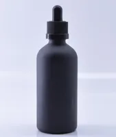100ml Round Black Glass Black Bottle Dropper Matte Black Black Eliquid profumo bottiglia di olio essenziale Bottiglia di stampa personalizzata Logo