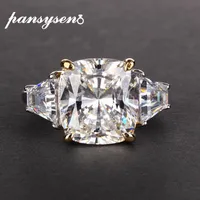 PANSYSEN Exquisite Created Moissanite Rings for Women Real 925 Sterling Silver Wedding Engagement Jewelry Ring Wholesale Gifts Y200321