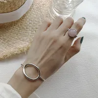 Элегантное качество 925 Регулируемых кольца Природного Gemston Кристалл Круглого кольцо 925 Серебряного кольцо для женщин 925 ювелирных изделия Colro Pink