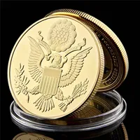 Annónico Annuit CoepTis EUA Liberty Eagle Token Banhado A Ouro Craft 1oz Challenge Metal Coin Collection w / Cápsula