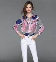 2019 estrelas da borboleta impressas rosa Marinho mulheres Blusas Mulheres de Carreira Primavera trabalho Slim Fit senhoras camisa longa blusas manga