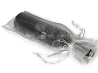 200pcs Bolsa de botella de organza de plata de la bolsa de organza Favor de la boda Favor de la boda 14x35cm Bolsas de botella de vino