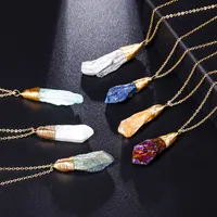 هندسية druzy الحجر القلائد 7 ألوان مطلية بالذهب تصميم جديد هندسة الحجر الطبيعي قلادة قلادة للنساء أنيقة الأزياء والمجوهرات