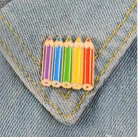 Colored pencils Enamel Pin Childhood Sweet Cute badge brooch Lapel pin Denim Shirt Collar Cartoon Jewelry Gift Kids Girls Friend GD216