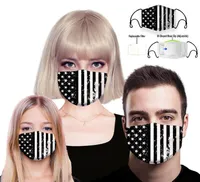 nero di lusso della maschera di protezione maschere anti polvere di cotone del panno con PM2.5 sostituibile filtro lavabile riutilizzabile maschere Bandiera modello Bocca Maschera