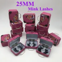 25mm falska ögonfransar Partihandel Tjockremsa 25mm 3d Mink Lashes Custom Packaging Label Makeup Dramatic Long Mink Lashes