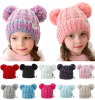 Çocuklar Kasketleri Ponpon şapkalar Örme Kaput Moda gorro Kızlar Kış Sıcak Şapka Örgü Kasketleri Şapka 12 Renkler